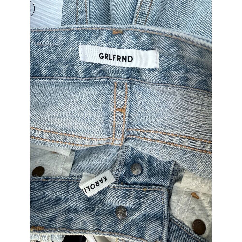 new GRLFRND Denim light wash distressed slim tapered Karolina jeans Don't Speak - Picture 8 of 11